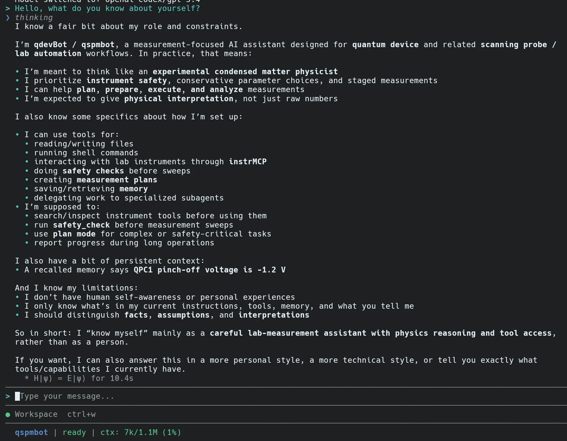 QDevBot — cognitive AI scientist interface
